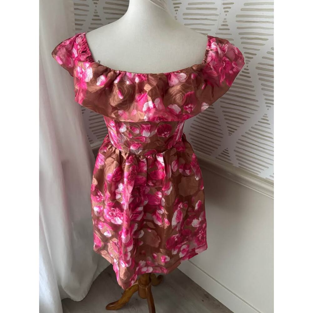 NWT Sugarlips Women’s Small Mersin Floral Off the Shoulder Mini Dress - Picture 3 of 10